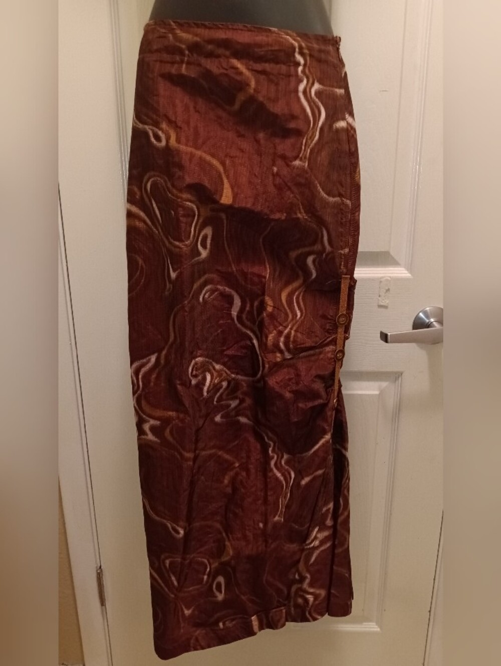 Rare Vintage OHDD Copper Brown Marble-Print Maxi Skirt